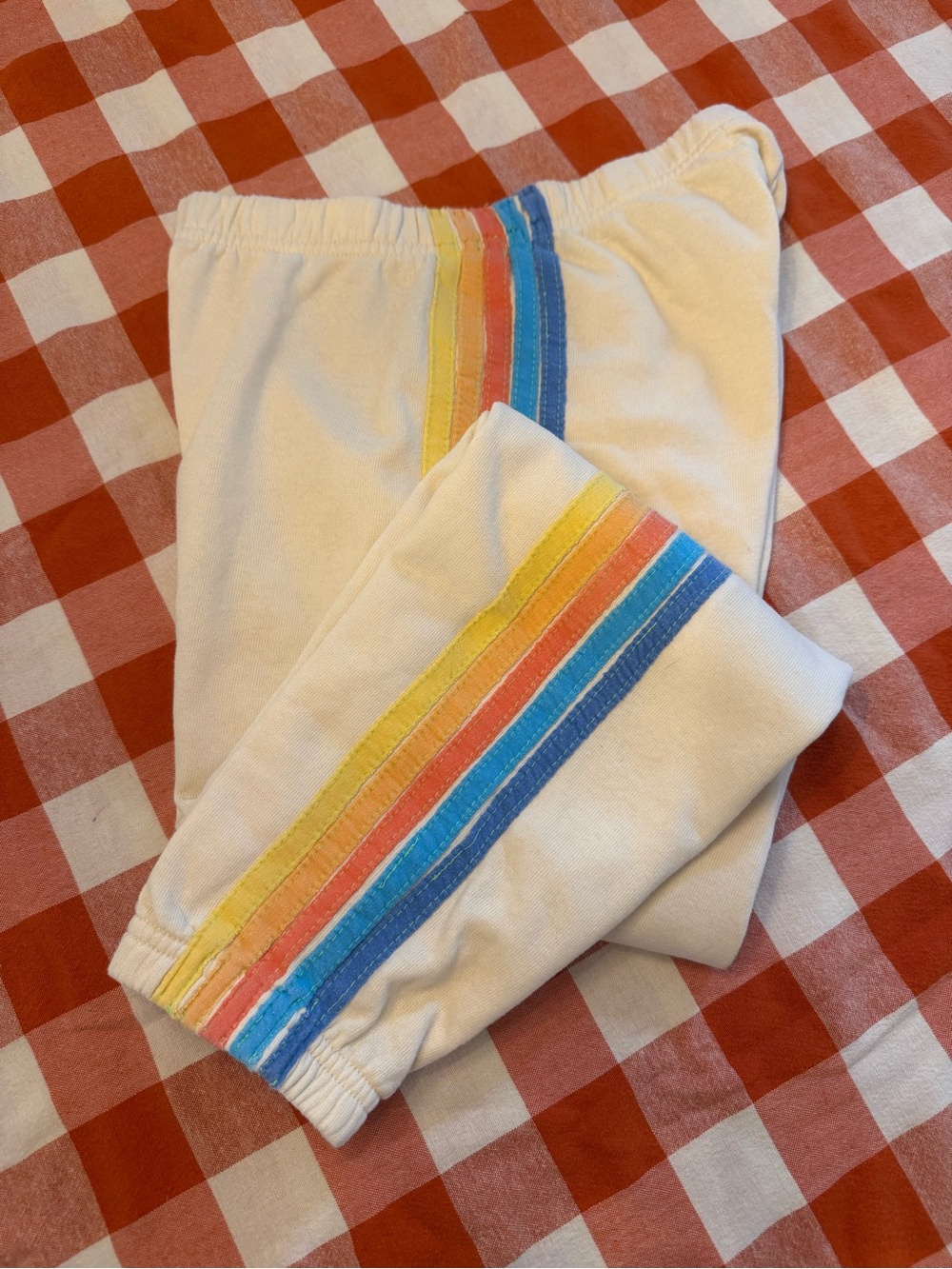 Aviator Nation Cream & Rainbow Stripe Sweatpants Size Small EUC